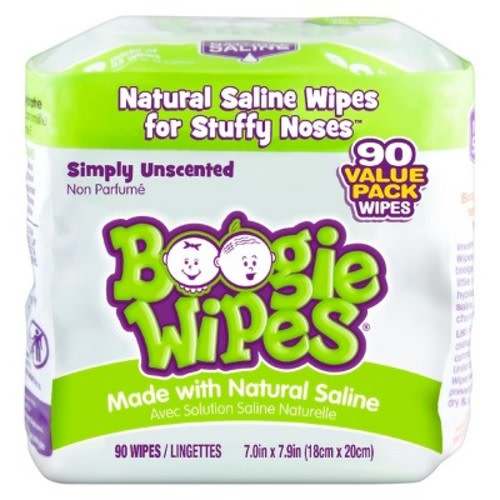 Boogie Wipes Saline Nose Wipes Unscented - 90ct