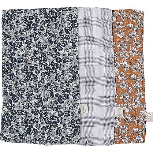 Mebie Baby Burp Cloths, Modern Print 3-Pack, Muslin Burp Cloth Set for Spit Up, Drool, and More, Boho Burp Cloths for Baby Boy and Girl, Baby Must Haves for Registry Lists and Gifts for Newborns