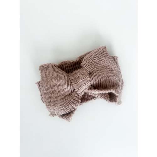 RIBBED KNIT OVERSIZED BOW - CHOCOLATE