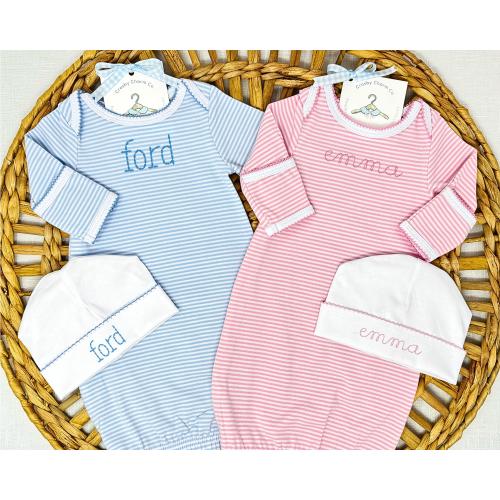 Personalized Baby Gown Coming Home Outfit Baby Shower Gift Set Custom Baby Clothes Newborn Hospital Outfit Cotton Baby Sleep Gown Photo Prop