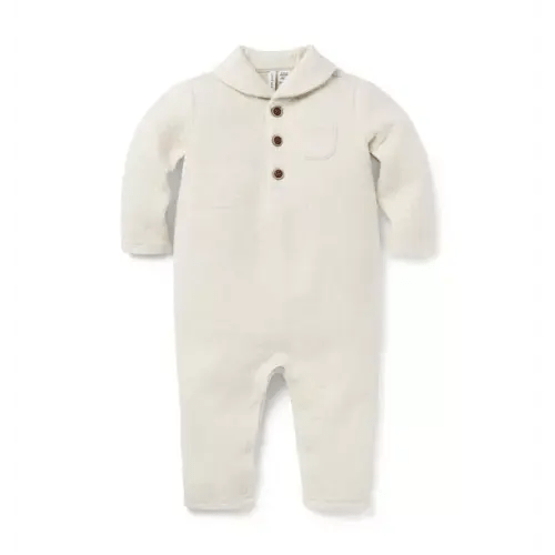 Baby Fluffy Bunny Heather Baby Quilted Shawl Collar One-Piece by Janie and Jack