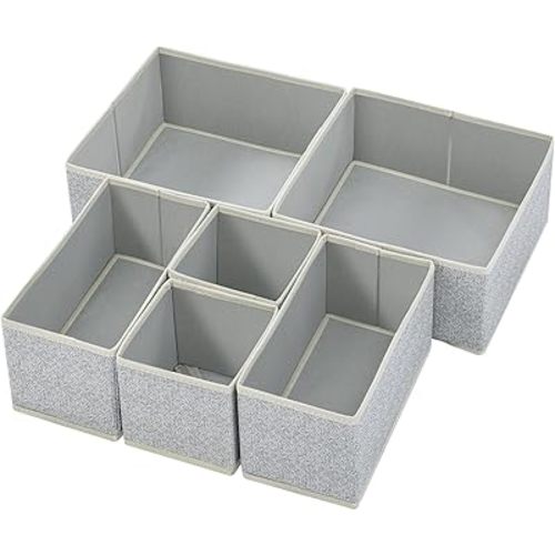 Stero 6 Pack Drawer Organizers for Clothing, Dresser Drawer Organizer Clothes, Fabric Foldable Closet Organizers and Storage Basket Bins for Clothes, Underwear, Bras, Socks (Blended)