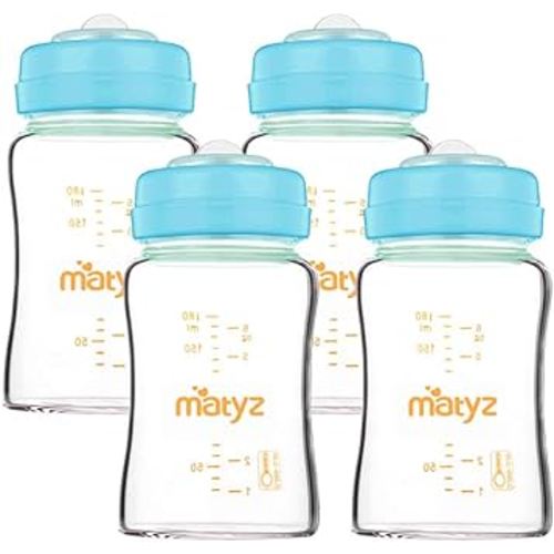 Matyz Wide Neck Glass Breast Milk Collection and Storage Bottles - Can Be  Used as Glass Baby Bottle with the Bonus Nipples - Leak Proof Design - Use  One Bottle to Pump