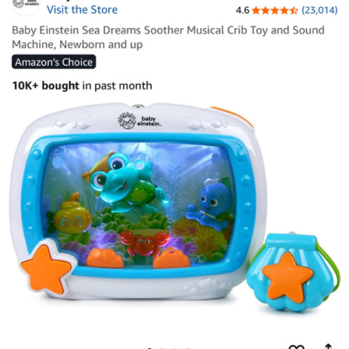 Baby Einstein Sea Dreams Soother Musical Crib Toy and Sound Machine, Newborn and up