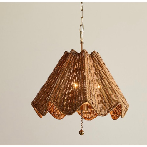 Chris Loves Julia Ruffle Rattan Chandelier (16")