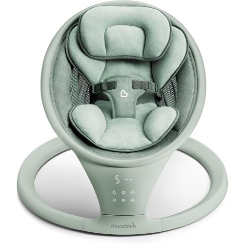 Munchkin Electric Baby Swing with Vibration - Portable Swing for Newborn and Infant, Bluetooth-Enabled Smart Seat with Music, Motion, and Sounds, Sage