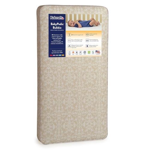 Kolcraft BabyPedic Bubbie Breathable Crib Mattress, GREENGUARD GOLD Certified, Made in USA, Premium Extra Firm Coils, Toddler Bed Fit, Airy Comfort, Non Toxic, Safety & Quality Tested, 52x28" - Stars