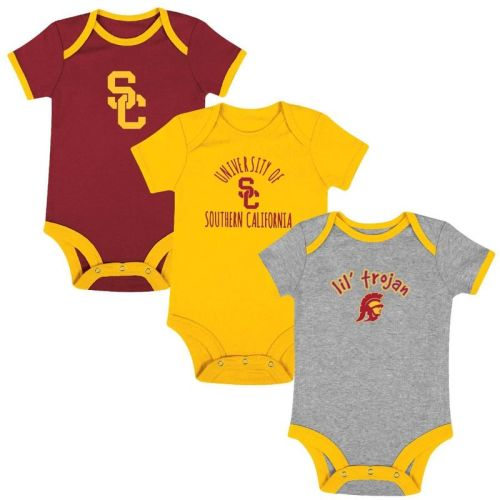 NCAA USC Trojans Infant Boys' Short Sleeve 3pk Bodysuit Set, Size: 0-3M
