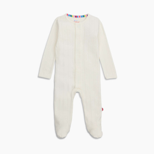 Magnetic Me Pointelle Organic Cotton Footie - White, 3-6 M