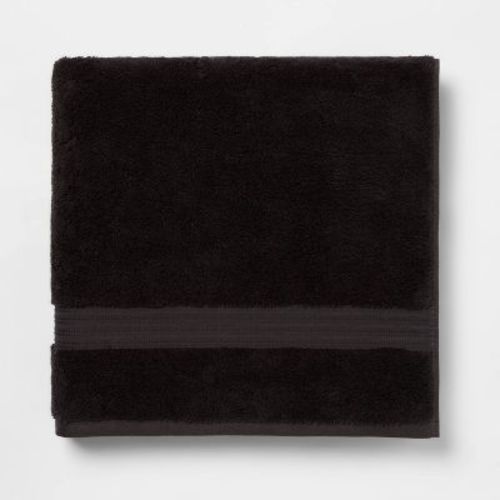 Total Fresh Antimicrobial Oversized Bath Towel Black - Threshold™: Cotton Terry, Low Lint, Machine Washable