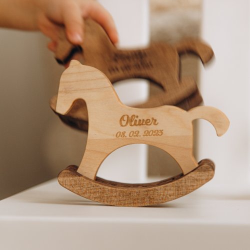 Personalized Rocking Horse Toy. Memorable Baby Shower Gift. Wooden Kids Toys. Newborn Keepsake Gift. First Christmas Gift. Eco-Friendly Toy.