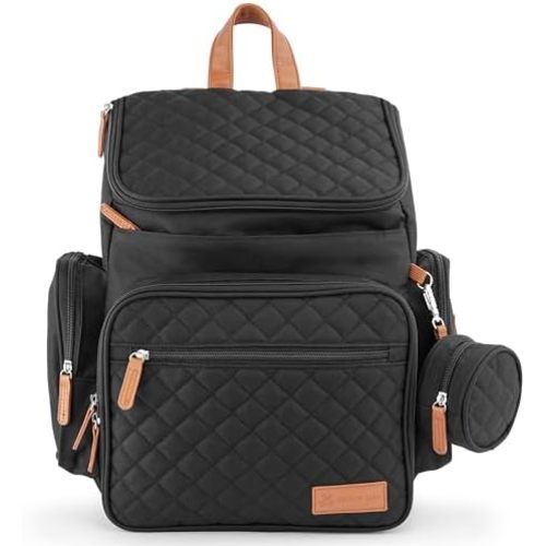 Large Diaper Bag Backpack for Mom & Dad | Unisex Baby Travel Bag | 15 Pockets | Changing Pad | Stroller Straps | Stylish & Washable | Newborn Essentials | Black