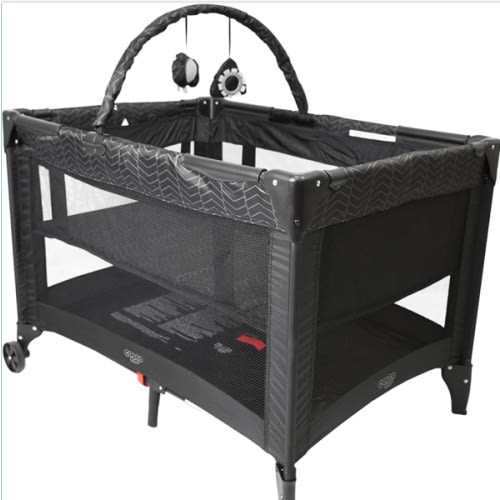 Cosco Funsport Deluxe Playard, Pack for travel, Bassinet mode, Portable Indoor & Outdoor Use/ play, compact fold, lightweight, travel bag included - Black Arrow