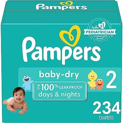 Diapers Size 2, 234 Count - Pampers Baby Dry Disposable Baby Diapers (Packaging & Prints May Vary)