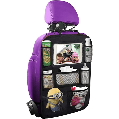 ONE PIX Backseat Car Organizer Mats Back Seat Organizers and Storage Bag with Touch Screen Tablet Holder for Kids Toddlers Car Seats, Travel Accessories, Road Trip Essentials Kids