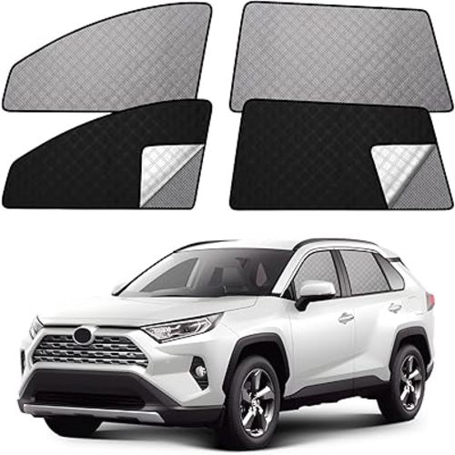 XCBYT 2019-2024 RAV4 Window Shades 4 Pack Set Dual-use Side Window Sunshade 6 Layers 99% Sun UV Blackout Thermal Insulation Privacy Shades + Car Mesh Window Covers
