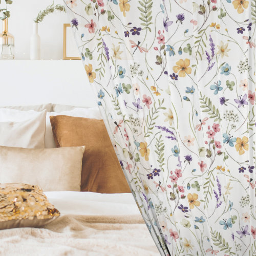 Cottagecore Drapes for Living Room Sheer Window Treatment Wildflower Blackout Window Cover Wildflower Bedroom Curtain Cottagecore Aesthetic