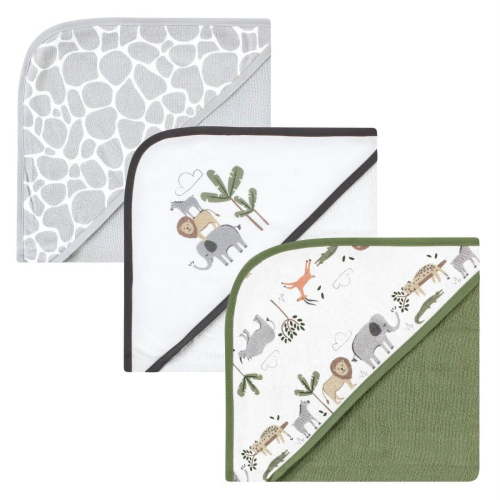 Hudson Baby Unisex Cotton Rich Hooded Towels, Safari Life, One Size