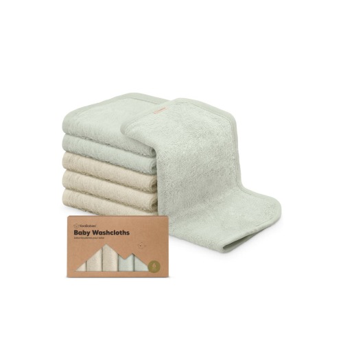 KeaBabies Deluxe Baby Washcloths, Stone/Dove