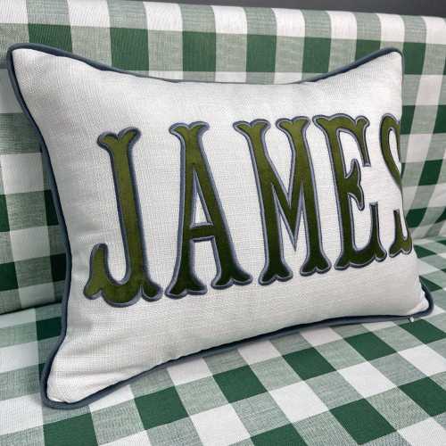 Personalized Appliqué Pillow with Monogram | Custom Name Lumbar Cushion | Nursery Gift | DDP shipping to the U.S.