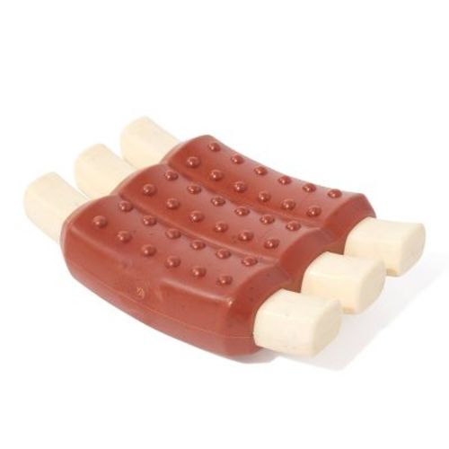 BARK Super Chewer Wreck of Ribs Dog Toy: Scented, Stuffing Free, Nylon Rubber, Large Medium Breeds