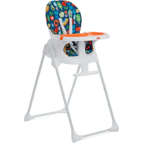 Fisher-Price Tiny Bites High Chair, 7 Height Positions, Easy Fold, Portable, Plastic, Rainbow Sherbert, 6-36 Months