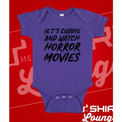 Let's Cuddle and Watch Horror Movies Baby Bodysuit or Toddler T-Shirt Halloween Spooky Baby Clothes Horror Lovers Baby Gift Goth Baby