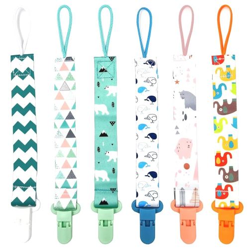 OnlyBP® Set 6 Baby Pacifier Holder Clip - Pacifier Clip for Boys and Girls Fits for Most Pacifiers - Protects Your Baby - Binkie Styles & Baby Teethers & Toys and Gift