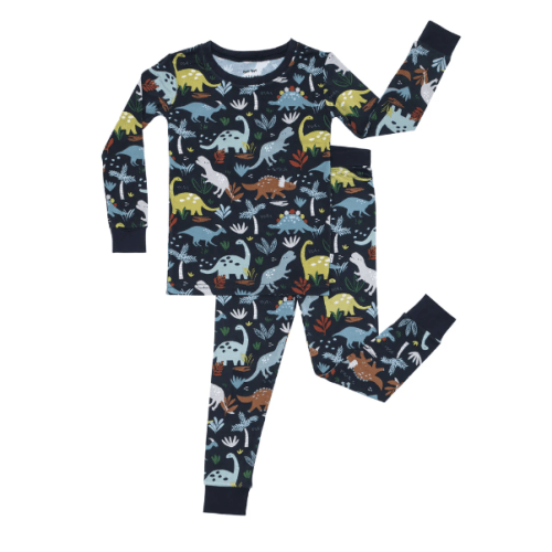 Navy Jurassic Jungle Two-Piece Pajama Set - Little Sleepies