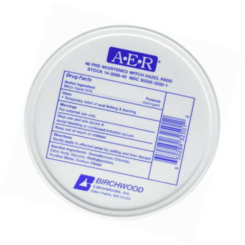Birchwood A.E.R Witch Hazel Towelette Pads, 14-3250-40, 40 Count HSA/FSA Eligible