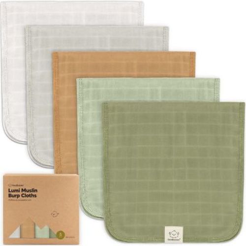 5pk Lumi Muslin Burp Cloths For Baby Boys, Girls, Organic Baby Burp Cloths, Burping Cloths For Babies (pine)