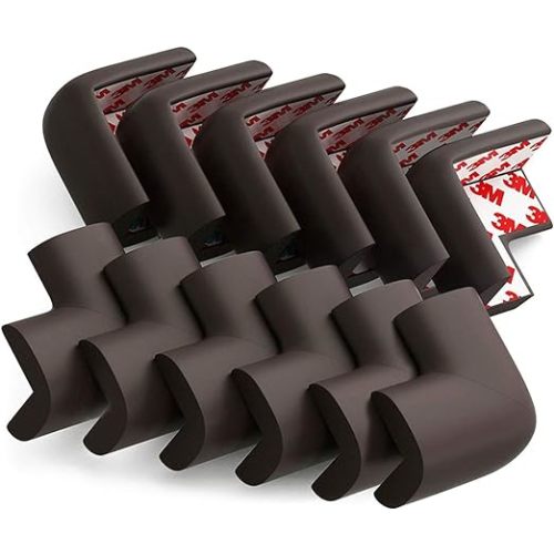 DYKESON Soft Corner Protector, Baby Safety Cushion, Corner Bumpers for Furniture, Corner Proofing for Baby, Corner Cushion, Table Edge Protector, Baby Proofing Edge, Corner Guards, 12 Pack, Brown