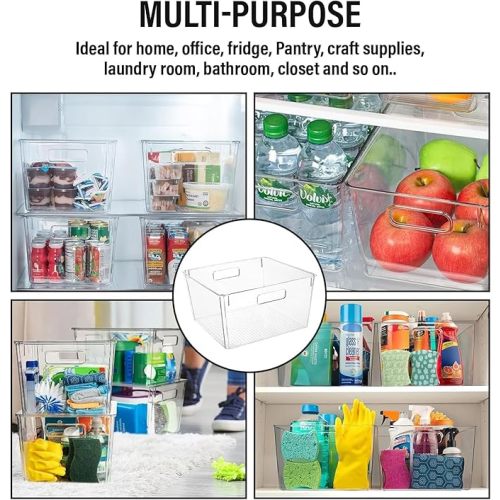 Extra Large Clear Plastic Storage Bins, Perfect for Kitchen Organization or Pantry Organization and Storage, Laundry Room, Fridge, Freezer Organizer Plastic Storage Containers for Organizing