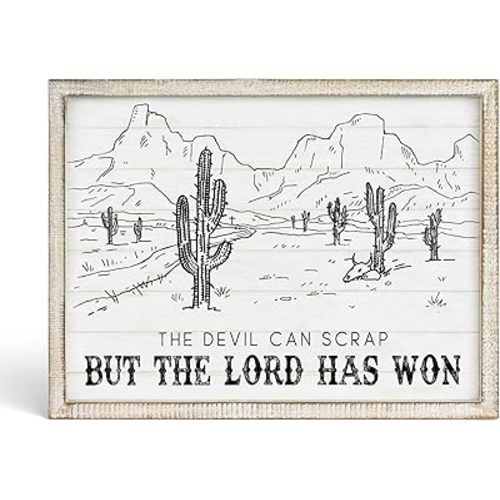 Putuo Decor Bohemian Western Wall Decor, Artistic Cowboy Prints, Square Wall Pediments for Living Room and Hallway (Cactus)