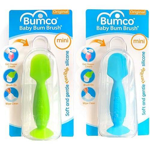 Bumco Mini Diaper Cream Spatula with Case (2-Pack) - BPA-Free Butt Spatula Baby, Soft Diaper Spatula, Diaper Cream Applicator, Mom-Invented Baby Must Haves, Diaper Bag Essentials, Butt Paste Spatula