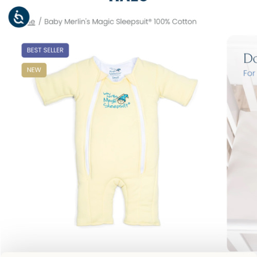 Yellow Baby Merlin’s Magic Sleepsuit | 100% Cotton Baby Sleepwear