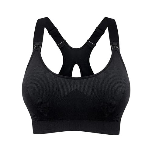HOFISH Nursing Bras for Breastfeeding, Medium Support Nursing Sports Bra Wireless Comfort Maternity Bra