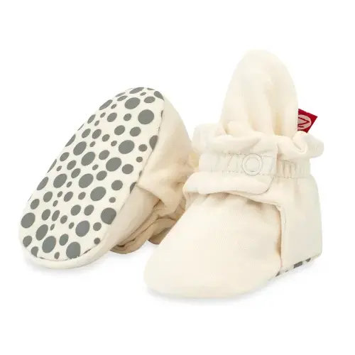 Organic Cotton Gripper Baby Booties - Cream โ Zutano