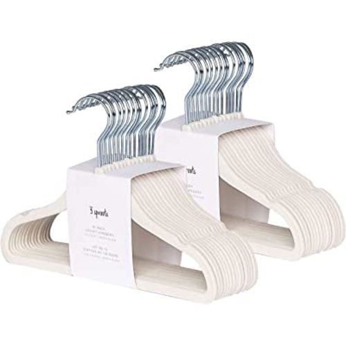 3 Sprouts Baby Velvet, Non-Slip Clothes Hangers - Pack of 30 - Cream