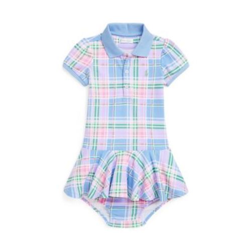 Baby Girls Plaid Mesh Polo Dress & Bloomer