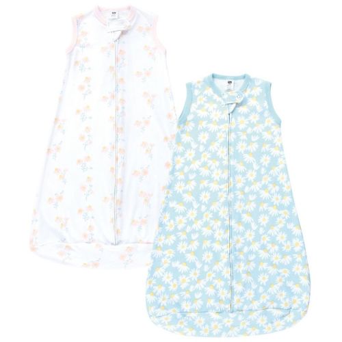 Hudson Baby Infant Girl Cotton Sleeveless Wearable Sleeping Bag, Sack, Blanket, Mixed Daisy, 0-3 Months