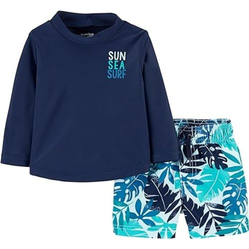 Simple Joys by Carter's Toddlers and Baby Boys' Swimsuit Trunk and Rashguard Set