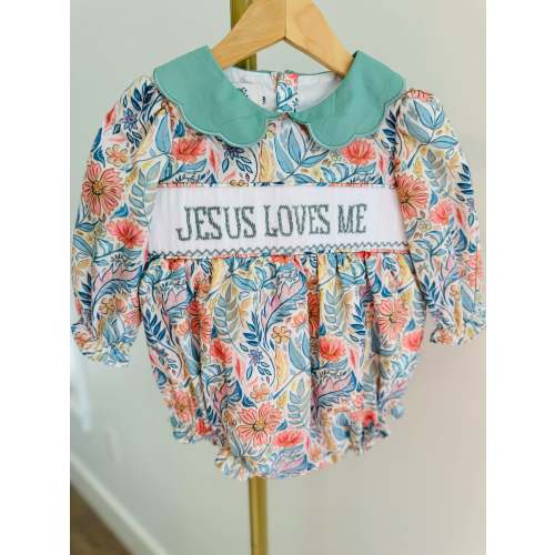Jesus Loves Me Handsmocked Bubble