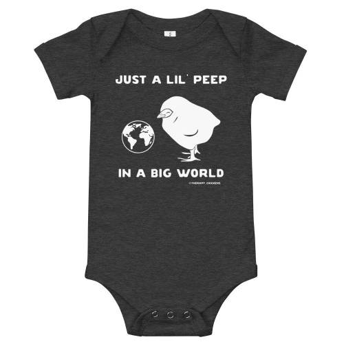 Lil' Peep, Big World - baby onesie - chicken lover - pet chickens - farm style - chicken onesie - baby clothes - mother's day