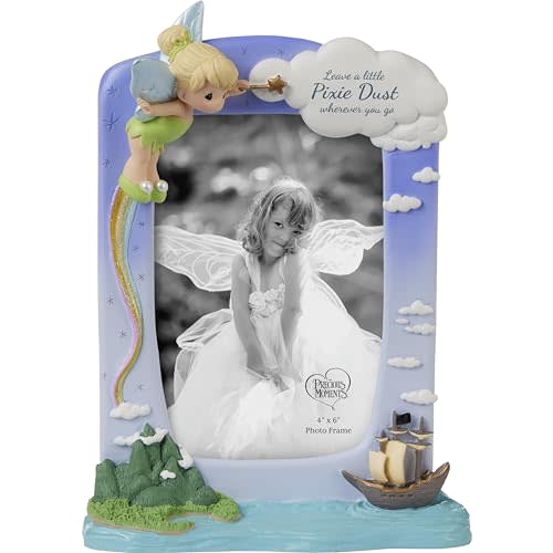 Precious Moments Disney Tinker Bell Resin/Glass Photo Frame | Keepsake Collectible Picture Holder | Hand-painted Disney Peter Pan Décor | Thoughtful Anniversary, Birthday, and Holiday Gift