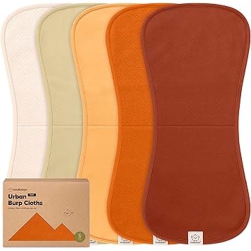 KeaBabies 5-Pack Organic Burp Cloths Baby Girl, Boy - Extra Large, Absorbent Baby Burp Cloths, Soft Burping Cloths for Babies, Newborn Burp Clothes, Cotton Burp Rags, Neutral Thick Burp Cloth (Sahara)