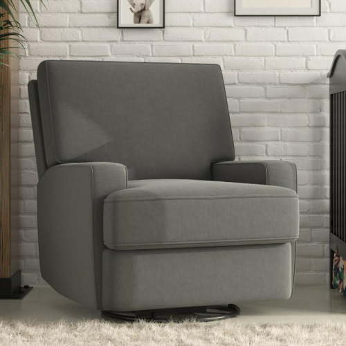Baby Relax Rylan 4-in-1 Swivel Glider Rocker Recliner Chair, Dark Gray Velvet