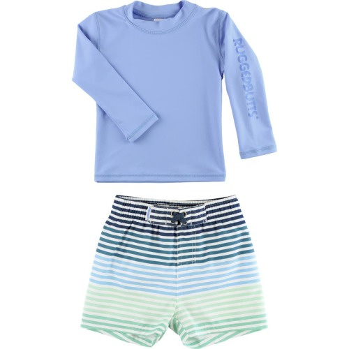 Baby Long Sleeve Two-Piece Rashguard Swimsuit, 6-12M, Coastal Stripe
