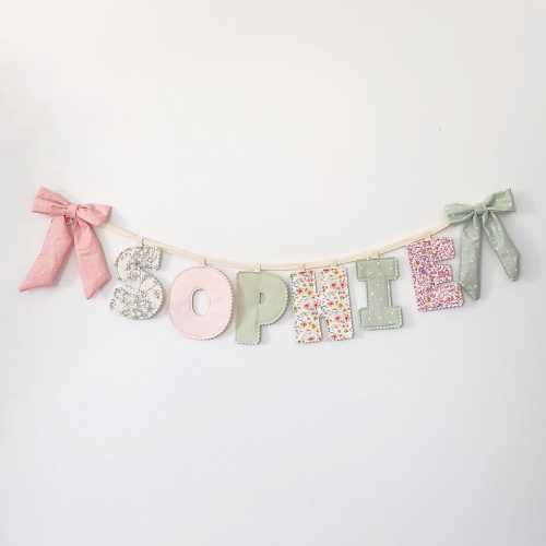 Custom nursery fabric name banner