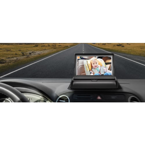 Shynerk Baby Car Mirror, 4.3'' HD Night Vision Function Display, Safety Car Seat Mirror Camera Monitored Mirror with Wide Crystal Clear View, Aimed at Baby, Easily Observe the Baby’s Move - Black